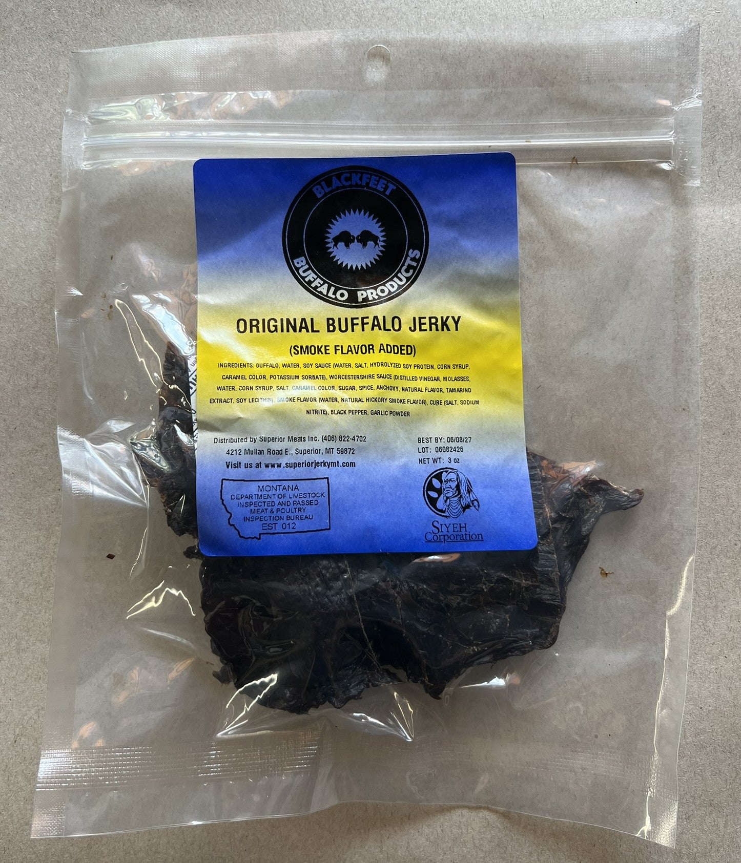 Blackfeet Buffalo Products, Buffalo Jerky, Original